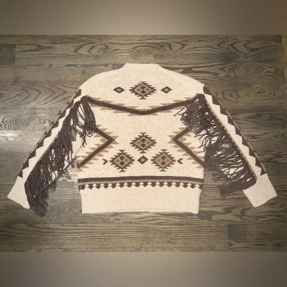 Polo Ralph Lauren Southwestern Aztec Navajo Serape Wool Tan/brown Sweater Sz L - Picture 2 of 7